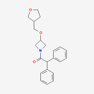 molecular formula C22H25NO3 B2961537 1-{3-[(Oxolan-3-yl)methoxy]azetidin-1-yl}-2,2-diphenylethan-1-one CAS No. 2320539-34-0