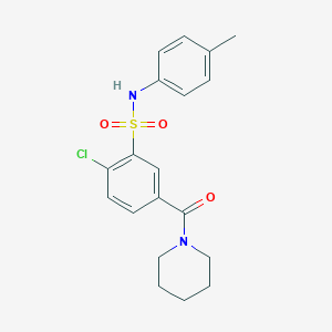 molecular formula C19H21ClN2O3S B296155 2-chloro-N-(4-methylphenyl)-5-(1-piperidinylcarbonyl)benzenesulfonamide 