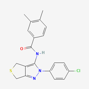 molecular formula C20H18ClN3OS B2961552 N-(2-(4-chlorophenyl)-4,6-dihydro-2H-thieno[3,4-c]pyrazol-3-yl)-3,4-dimethylbenzamide CAS No. 392255-93-5