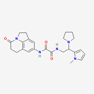 molecular formula C24H29N5O3 B2961564 N1-(2-(1-methyl-1H-pyrrol-2-yl)-2-(pyrrolidin-1-yl)ethyl)-N2-(4-oxo-2,4,5,6-tetrahydro-1H-pyrrolo[3,2,1-ij]quinolin-8-yl)oxalamide CAS No. 1251613-56-5