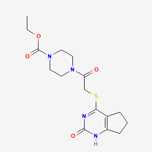 molecular formula C16H22N4O4S B2961567 4-[2-[(2-氧代-1,5,6,7-四氢环戊并[d]嘧啶-4-基)硫代]乙酰基]哌嗪-1-甲酸乙酯 CAS No. 946269-45-0