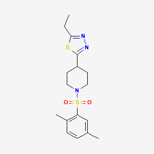 molecular formula C17H23N3O2S2 B2961573 2-(1-((2,5-Dimethylphenyl)sulfonyl)piperidin-4-yl)-5-ethyl-1,3,4-thiadiazole CAS No. 1105208-64-7
