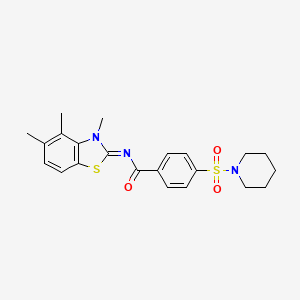 molecular formula C22H25N3O3S2 B2961580 (E)-4-(piperidin-1-ylsulfonyl)-N-(3,4,5-trimethylbenzo[d]thiazol-2(3H)-ylidene)benzamide CAS No. 850911-31-8