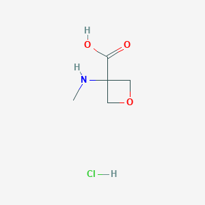 molecular formula C5H10ClNO3 B2961596 3-(Methylamino)oxetane-3-carboxylic acid hydrochloride CAS No. 2172081-99-9