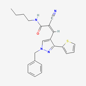 molecular formula C22H22N4OS B2961603 (Z)-3-(1-benzyl-3-thiophen-2-ylpyrazol-4-yl)-N-butyl-2-cyanoprop-2-enamide CAS No. 1211958-70-1