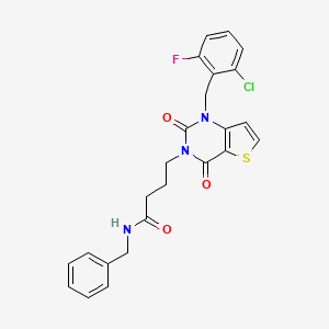 molecular formula C24H21ClFN3O3S B2961605 N-benzyl-4-(1-(2-chloro-6-fluorobenzyl)-2,4-dioxo-1,2-dihydrothieno[3,2-d]pyrimidin-3(4H)-yl)butanamide CAS No. 899937-17-8