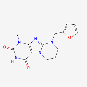 molecular formula C14H15N5O3 B2961611 9-(furan-2-ylmethyl)-1-methyl-7,8-dihydro-6H-purino[7,8-a]pyrimidine-2,4-dione CAS No. 713086-25-0