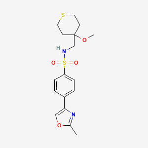 N-((4-methoxytetrahydro-2H-thiopyran-4-yl)methyl)-4-(2-methyloxazol-4-yl)benzenesulfonamide