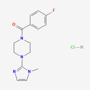 molecular formula C15H18ClFN4O B2961621 (4-fluorophenyl)(4-(1-methyl-1H-imidazol-2-yl)piperazin-1-yl)methanone hydrochloride CAS No. 1331145-09-5