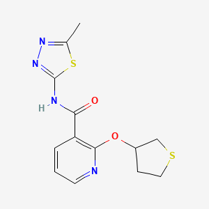 molecular formula C13H14N4O2S2 B2961629 N-(5-methyl-1,3,4-thiadiazol-2-yl)-2-((tetrahydrothiophen-3-yl)oxy)nicotinamide CAS No. 2034431-06-4