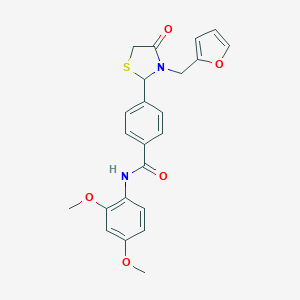 molecular formula C23H22N2O5S B296163 N-(2,4-dimethoxyphenyl)-4-[3-(furan-2-ylmethyl)-4-oxo-1,3-thiazolidin-2-yl]benzamide 