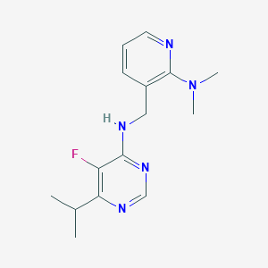 N-[[2-(Dimethylamino)pyridin-3-yl]methyl]-5-fluoro-6-propan-2-ylpyrimidin-4-amine