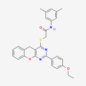 molecular formula C29H27N3O3S B2961643 N-(3,5-dimethylphenyl)-2-[[2-(4-ethoxyphenyl)-5H-chromeno[2,3-d]pyrimidin-4-yl]sulfanyl]acetamide CAS No. 866726-38-7