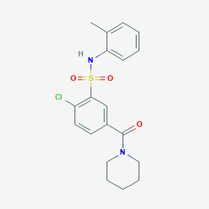 molecular formula C19H21ClN2O3S B296165 2-chloro-N-(2-methylphenyl)-5-(1-piperidinylcarbonyl)benzenesulfonamide 