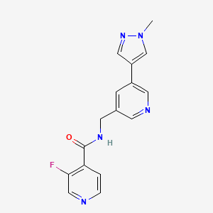 molecular formula C16H14FN5O B2961650 3-氟-N-((5-(1-甲基-1H-吡唑-4-基)吡啶-3-基)甲基)异烟酰胺 CAS No. 2034309-58-3