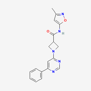 molecular formula C18H17N5O2 B2961653 N-(3-甲基异恶唑-5-基)-1-(6-苯基嘧啶-4-基)氮杂环-3-甲酰胺 CAS No. 2034619-17-3