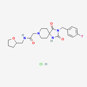 molecular formula C21H28ClFN4O4 B2961656 2-(3-(4-fluorobenzyl)-2,4-dioxo-1,3,8-triazaspiro[4.5]decan-8-yl)-N-((tetrahydrofuran-2-yl)methyl)acetamide hydrochloride CAS No. 1189421-48-4