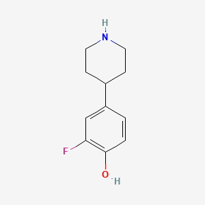 molecular formula C11H15ClFNO B2961660 2-Fluoro-4-(piperidin-4-yl)phenol CAS No. 1260871-71-3