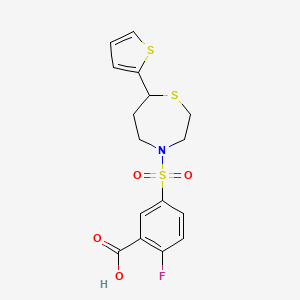 2-Fluoro-5-((7-(thiophen-2-yl)-1,4-thiazepan-4-yl)sulfonyl)benzoic acid