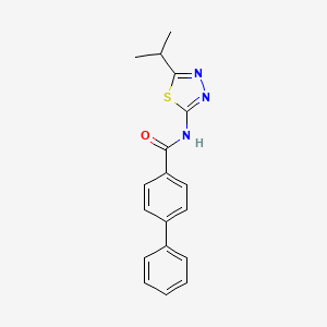 molecular formula C18H17N3OS B2961672 4-phenyl-N-(5-propan-2-yl-1,3,4-thiadiazol-2-yl)benzamide CAS No. 391217-97-3