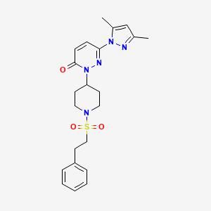 molecular formula C22H27N5O3S B2961673 6-(3,5-Dimethylpyrazol-1-yl)-2-[1-(2-phenylethylsulfonyl)piperidin-4-yl]pyridazin-3-one CAS No. 2379996-24-2