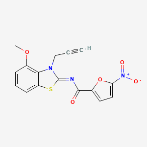 molecular formula C16H11N3O5S B2961698 N-(4-methoxy-3-prop-2-ynyl-1,3-benzothiazol-2-ylidene)-5-nitrofuran-2-carboxamide CAS No. 868377-77-9