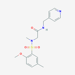 molecular formula C17H21N3O4S B296171 2-[[(2-methoxy-5-methylphenyl)sulfonyl](methyl)amino]-N-(4-pyridinylmethyl)acetamide 