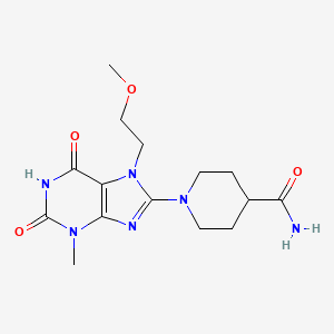 molecular formula C15H22N6O4 B2961717 1-(7-(2-methoxyethyl)-3-methyl-2,6-dioxo-2,3,6,7-tetrahydro-1H-purin-8-yl)piperidine-4-carboxamide CAS No. 442864-77-9