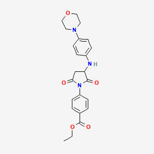 molecular formula C23H25N3O5 B2961725 4-(3-{[4-(吗啉-4-基)苯基]氨基}-2,5-二氧代吡咯烷-1-基)苯甲酸乙酯 CAS No. 1008712-51-3