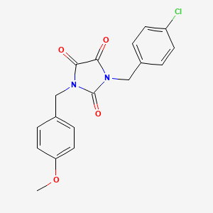 molecular formula C18H15ClN2O4 B2961729 1-[(4-Chlorophenyl)methyl]-3-[(4-methoxyphenyl)methyl]imidazolidine-2,4,5-trione CAS No. 478262-64-5