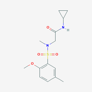 molecular formula C14H20N2O4S B296173 N-cyclopropyl-2-[[(2-methoxy-5-methylphenyl)sulfonyl](methyl)amino]acetamide 