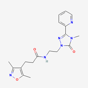 3-(3,5-dimethylisoxazol-4-yl)-N-(2-(4-methyl-5-oxo-3-(pyridin-2-yl)-4,5-dihydro-1H-1,2,4-triazol-1-yl)ethyl)propanamide