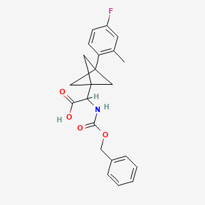 molecular formula C22H22FNO4 B2961735 2-[3-(4-Fluoro-2-methylphenyl)-1-bicyclo[1.1.1]pentanyl]-2-(phenylmethoxycarbonylamino)acetic acid CAS No. 2287260-97-1