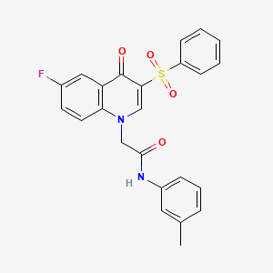 molecular formula C24H19FN2O4S B2961737 2-[3-(benzenesulfonyl)-6-fluoro-4-oxoquinolin-1-yl]-N-(3-methylphenyl)acetamide CAS No. 866725-45-3