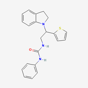 molecular formula C21H21N3OS B2961742 1-(2-(Indolin-1-yl)-2-(thiophen-2-yl)ethyl)-3-phenylurea CAS No. 898417-08-8