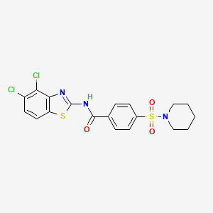 molecular formula C19H17Cl2N3O3S2 B2961755 N-(4,5-二氯苯并[d]噻唑-2-基)-4-(哌啶-1-基磺酰基)苯甲酰胺 CAS No. 905678-42-4