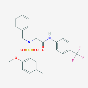 molecular formula C24H23F3N2O4S B296176 2-{benzyl[(2-methoxy-5-methylphenyl)sulfonyl]amino}-N-[4-(trifluoromethyl)phenyl]acetamide 