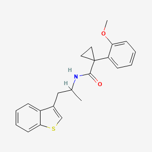 molecular formula C22H23NO2S B2961760 N-[1-(1-Benzothiophen-3-yl)propan-2-yl]-1-(2-methoxyphenyl)cyclopropane-1-carboxamide CAS No. 2415501-75-4