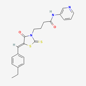 molecular formula C21H21N3O2S2 B2961767 (Z)-4-(5-(4-乙基苄叉)-4-氧代-2-硫代噻唑烷-3-基)-N-(吡啶-3-基)丁酰胺 CAS No. 315243-44-8