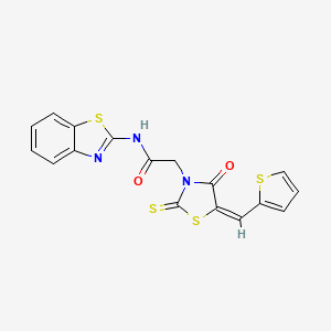 (E)-N-(benzo[d]thiazol-2-yl)-2-(4-oxo-5-(thiophen-2-ylmethylene)-2-thioxothiazolidin-3-yl)acetamide