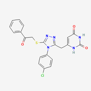 molecular formula C21H16ClN5O3S B2961787 6-[[4-(4-氯苯基)-5-苯甲酰硫代-1,2,4-三唑-3-基]甲基]-1H-嘧啶-2,4-二酮 CAS No. 852155-11-4