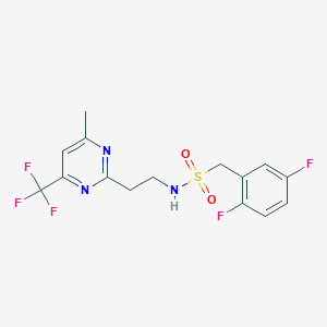 molecular formula C15H14F5N3O2S B2961798 1-(2,5-difluorophenyl)-N-(2-(4-methyl-6-(trifluoromethyl)pyrimidin-2-yl)ethyl)methanesulfonamide CAS No. 1396813-63-0