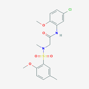 molecular formula C18H21ClN2O5S B296180 N-(5-chloro-2-methoxyphenyl)-2-[[(2-methoxy-5-methylphenyl)sulfonyl](methyl)amino]acetamide 