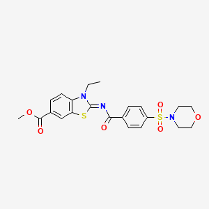 molecular formula C22H23N3O6S2 B2961836 (Z)-甲基 3-乙基-2-((4-(吗啉磺酰基)苯甲酰)亚氨基)-2,3-二氢苯并[d]噻唑-6-羧酸酯 CAS No. 850909-30-7