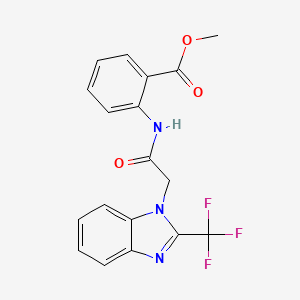 molecular formula C18H14F3N3O3 B2961844 methyl 2-({2-[2-(trifluoromethyl)-1H-1,3-benzimidazol-1-yl]acetyl}amino)benzenecarboxylate CAS No. 383148-72-9