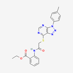molecular formula C22H20N6O3S B2961846 ethyl 2-(2-((3-(p-tolyl)-3H-[1,2,3]triazolo[4,5-d]pyrimidin-7-yl)thio)acetamido)benzoate CAS No. 863459-52-3