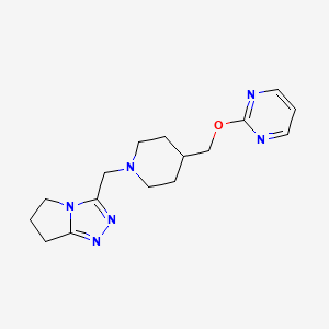 molecular formula C16H22N6O B2961853 3-[[4-(Pyrimidin-2-yloxymethyl)piperidin-1-yl]methyl]-6,7-dihydro-5H-pyrrolo[2,1-c][1,2,4]triazole CAS No. 2380060-02-4