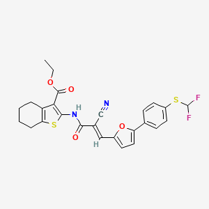 ethyl 2-[[(E)-2-cyano-3-[5-[4-(difluoromethylsulfanyl)phenyl]furan-2-yl]prop-2-enoyl]amino]-4,5,6,7-tetrahydro-1-benzothiophene-3-carboxylate