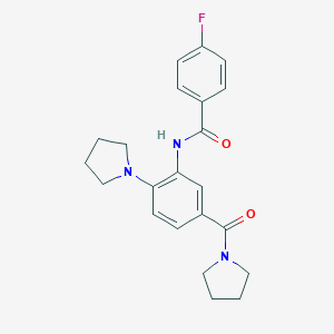 molecular formula C22H24FN3O2 B296186 4-fluoro-N-[2-(1-pyrrolidinyl)-5-(1-pyrrolidinylcarbonyl)phenyl]benzamide 