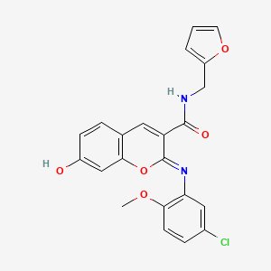 (2Z)-2-[(5-chloro-2-methoxyphenyl)imino]-N-(furan-2-ylmethyl)-7-hydroxy-2H-chromene-3-carboxamide